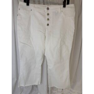 White I.N.C. Denim Crop Pants Womens Size 12 Regular Fit Button Fly